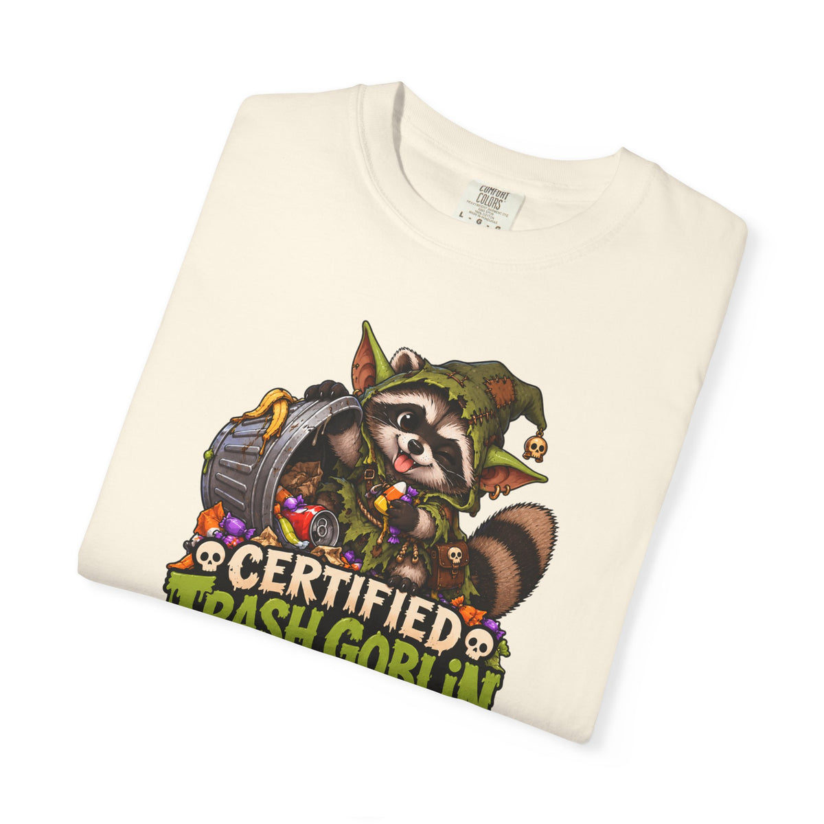 Certified Trash Goblin T-Shirt — Cute Mischief Raccoon Graphic Tee