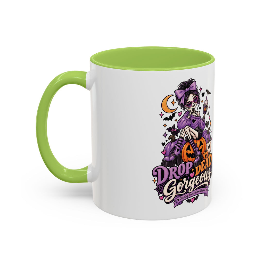 Halloween Coffee Mug — 'Drop Dead Gorgeous' Gothic Pumpkin Witch Accent Mug