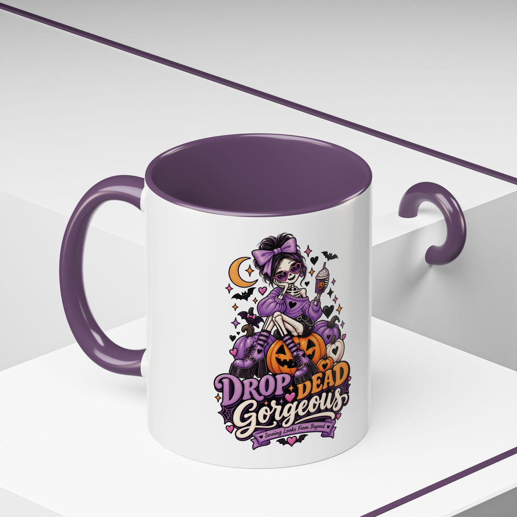 Halloween Coffee Mug — 'Drop Dead Gorgeous' Gothic Pumpkin Witch Accent Mug