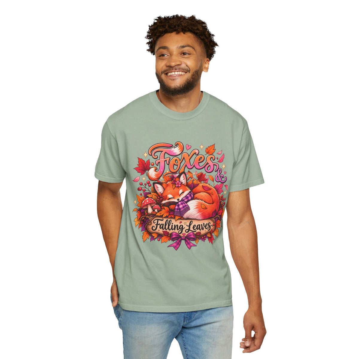 Foxes & Falling Leaves T-Shirt — Cozy Autumn Fox Graphic Tee