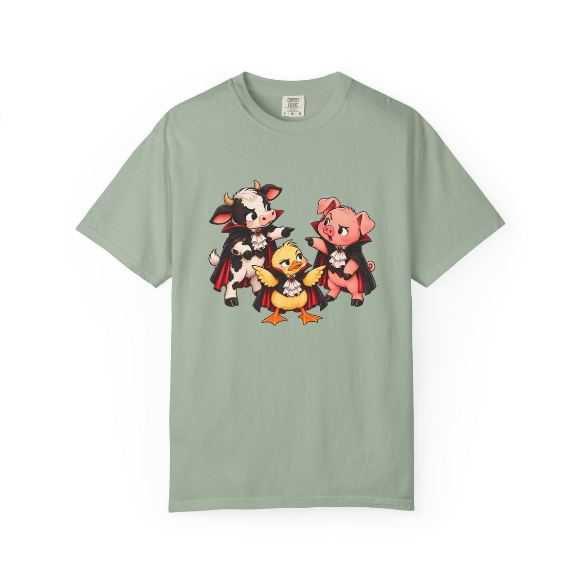 "This is why we have a wardrobe meeting first!" Cow, Pig & Chick Cartoon Graphic Tee