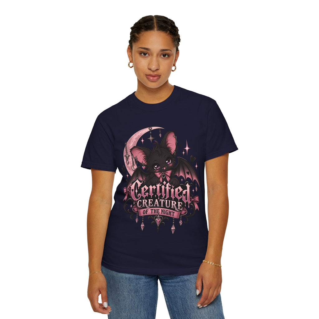 Certified Creature of the Night T-Shirt — Goth Bat Graphic Tee