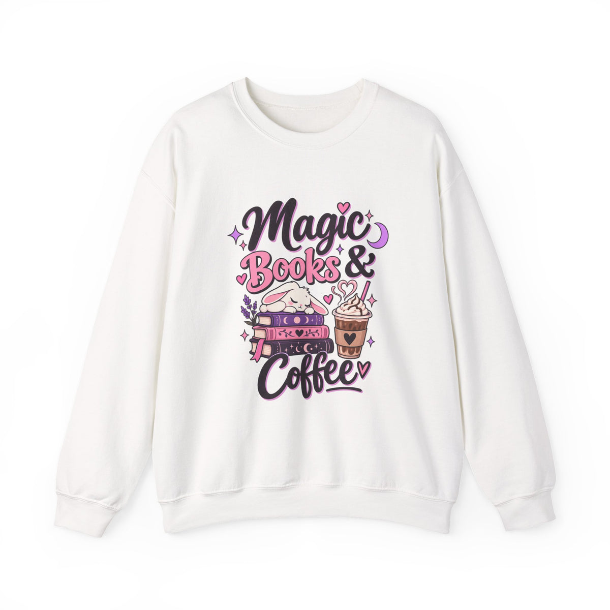 Sweatshirt — "Magic, Books & Coffee" Cozy Reading Crewneck