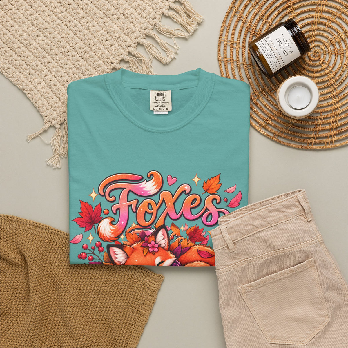 Foxes & Falling Leaves T-Shirt — Cozy Autumn Fox Graphic Tee