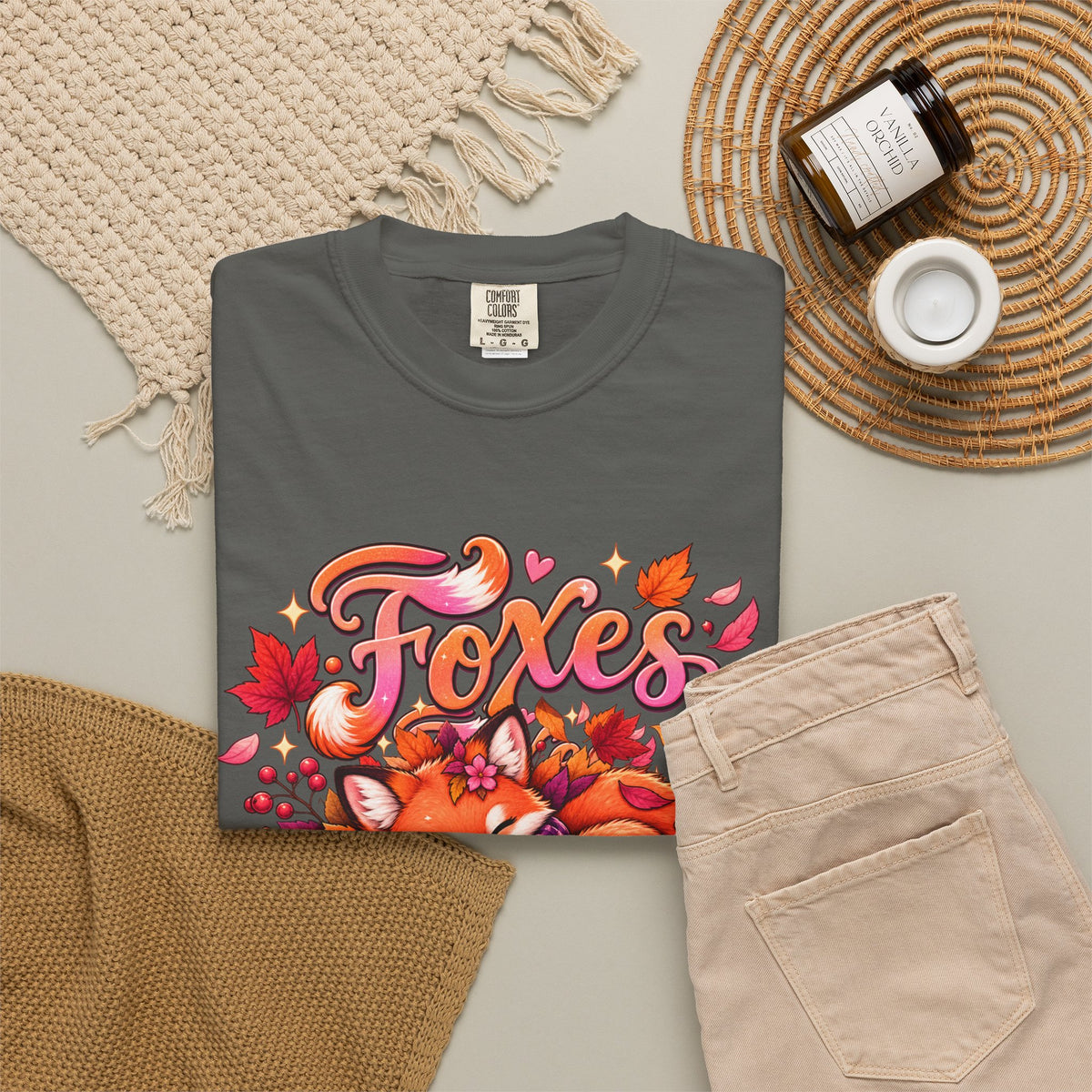Foxes & Falling Leaves T-Shirt — Cozy Autumn Fox Graphic Tee