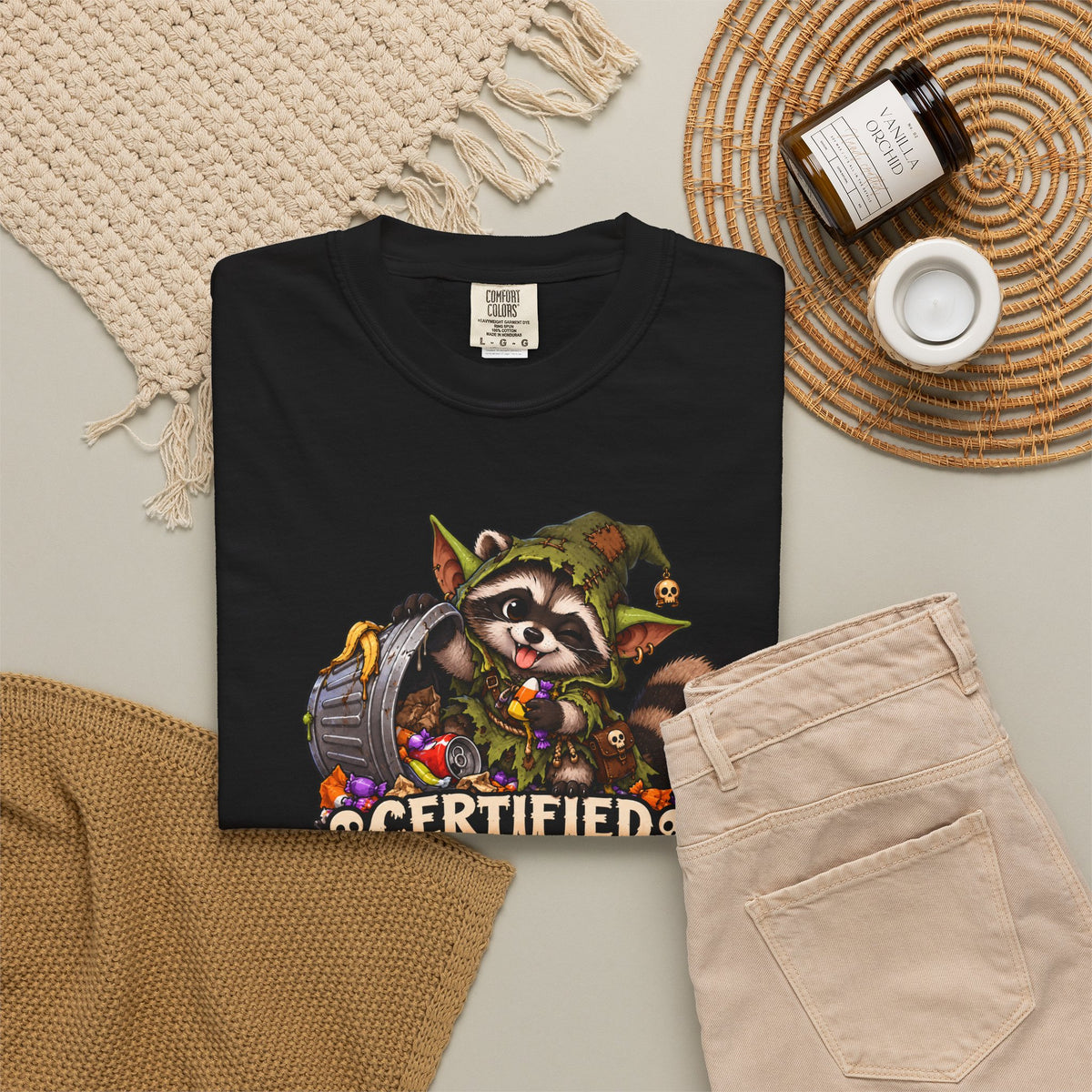 Certified Trash Goblin T-Shirt — Cute Mischief Raccoon Graphic Tee