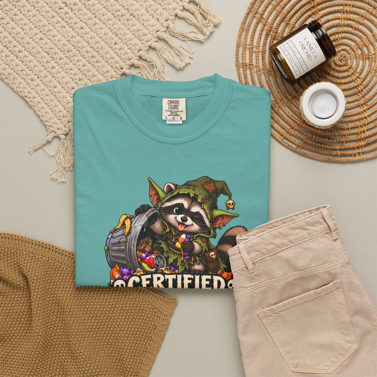 Certified Trash Goblin T-Shirt — Cute Mischief Raccoon Graphic Tee