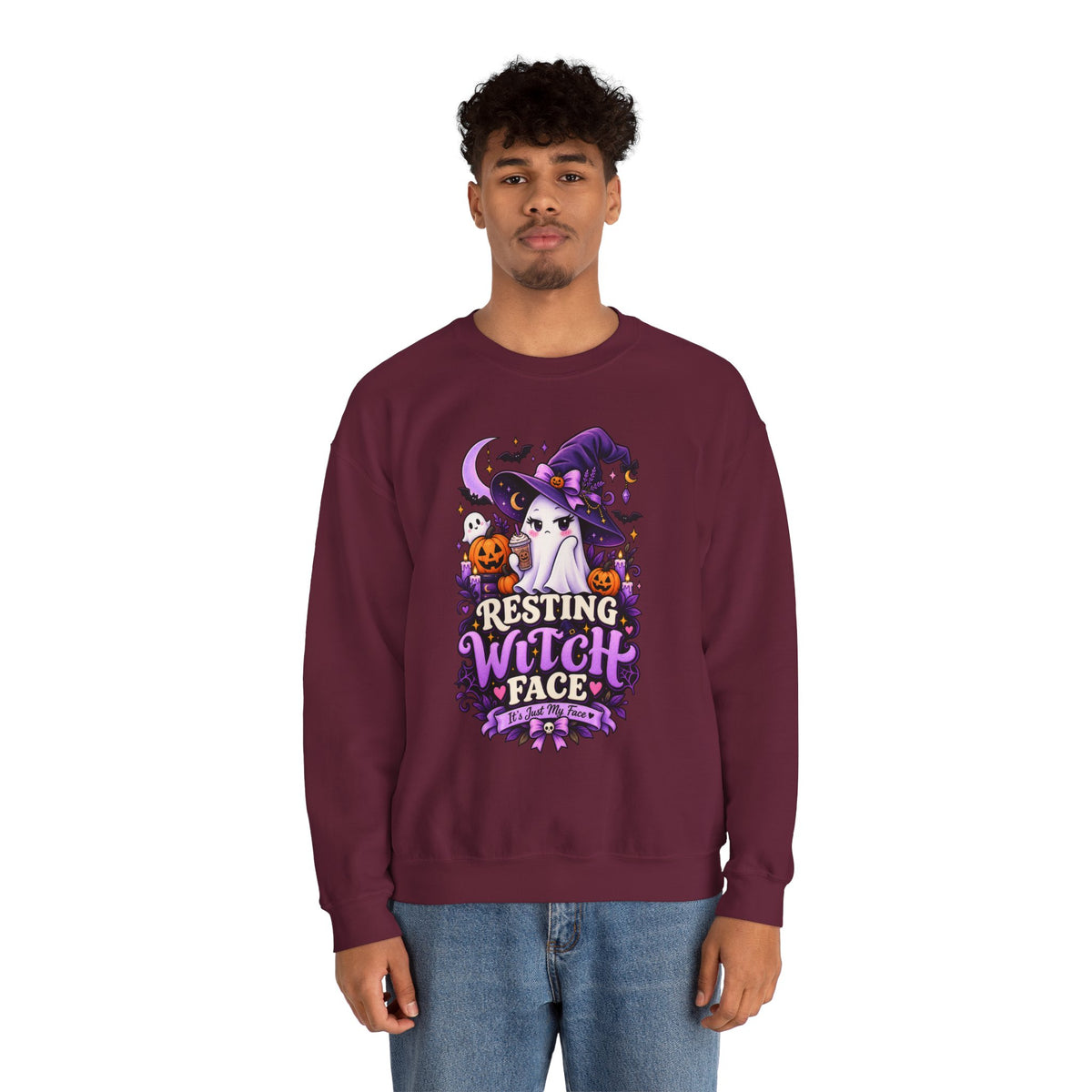 Sweatshirt — "Resting Witch Face" Halloween Crewneck