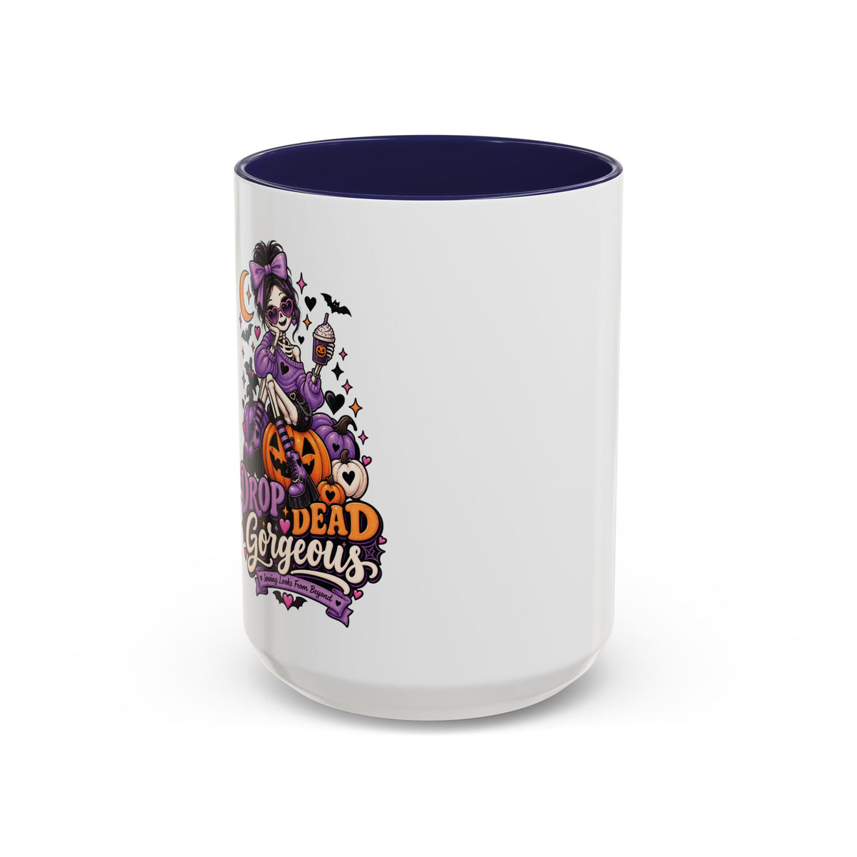 Halloween Coffee Mug — 'Drop Dead Gorgeous' Gothic Pumpkin Witch Accent Mug