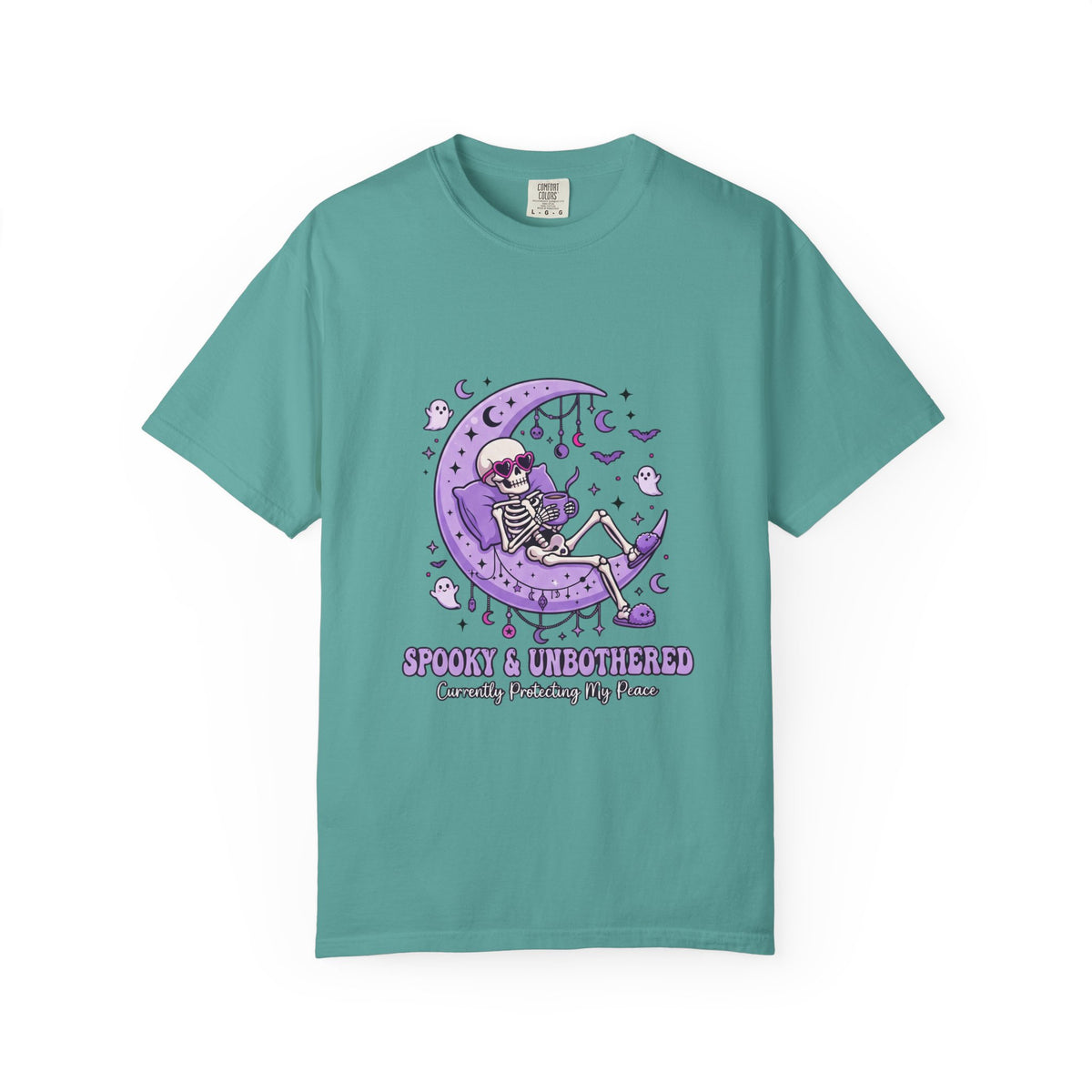 Spooky & Unbothered Skeleton Moon T-Shirt