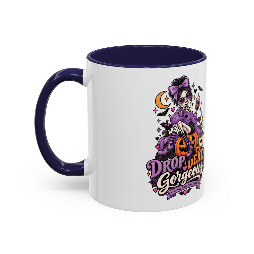 Halloween Coffee Mug — 'Drop Dead Gorgeous' Gothic Pumpkin Witch Accent Mug