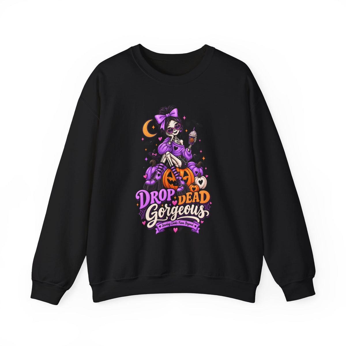 Drop Dead Gorgeous Halloween Sweatshirt — Gothic Pinup Vampire Design