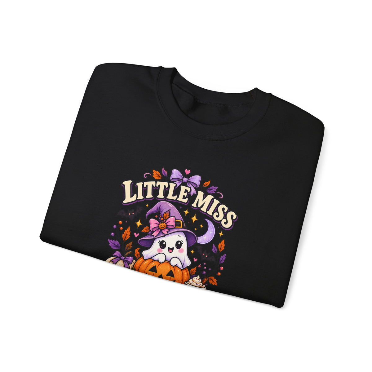 Little Miss Spooky Season Sweatshirt — Cute Halloween Ghost & Pumpkin Crewneck