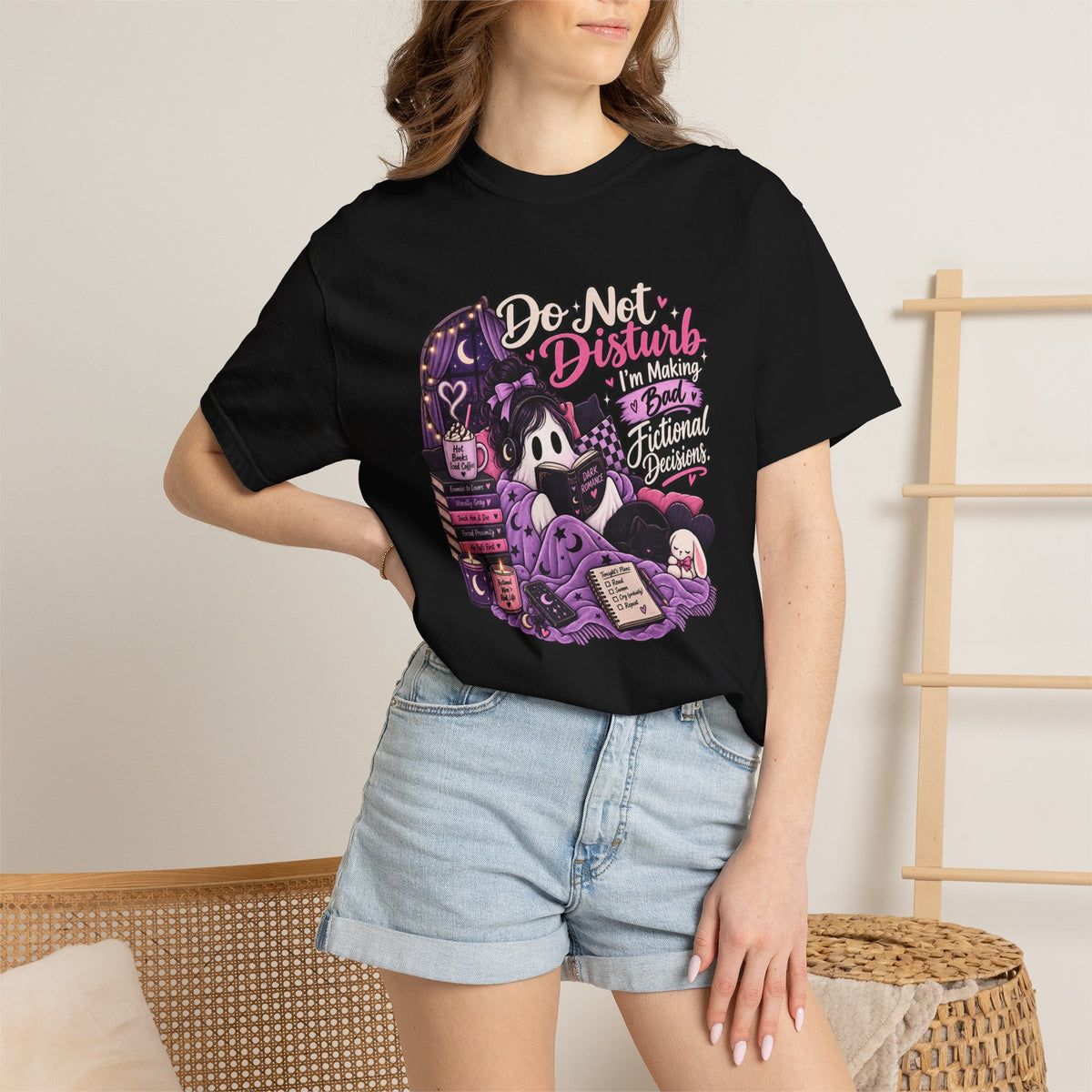Do Not Disturb T-Shirt — Cute Gothic Reading Ghost Graphic Tee