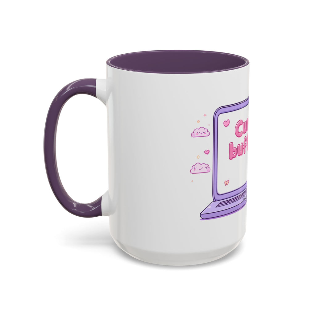 Accent Coffee Mug — "Currently Buffering" Cute Kawaii Laptop Design