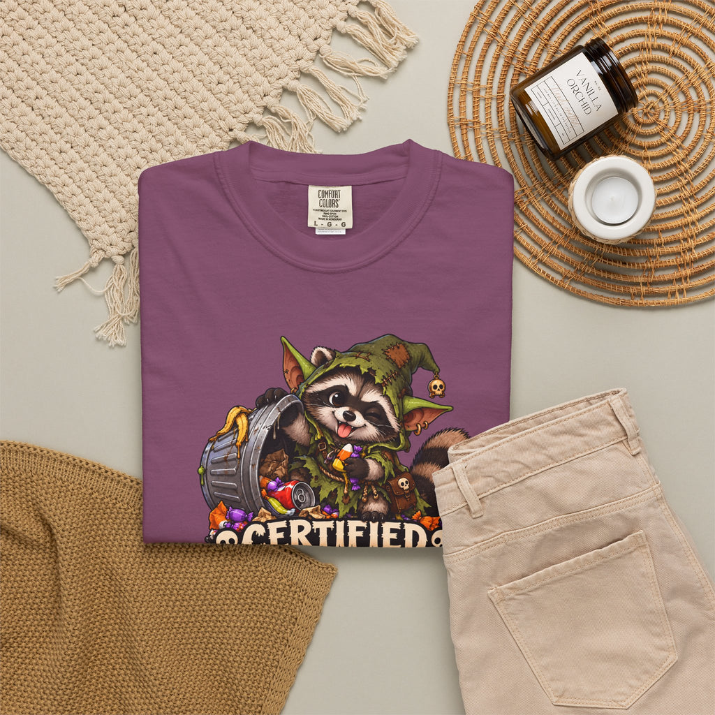 Certified Trash Goblin T-Shirt — Cute Mischief Raccoon Graphic Tee
