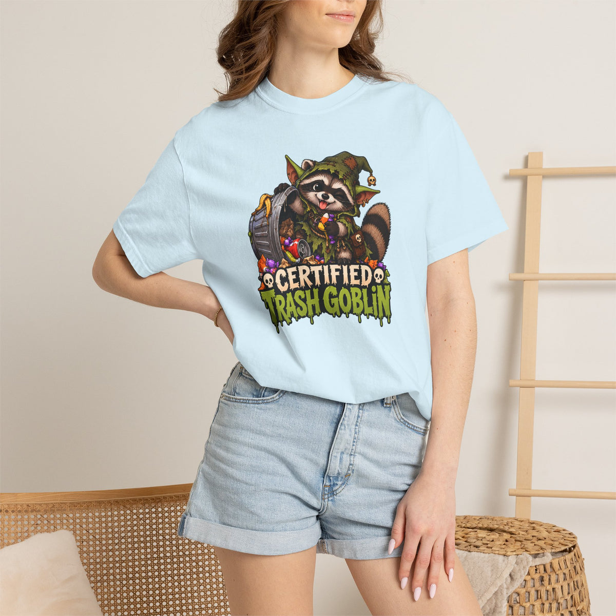 Certified Trash Goblin T-Shirt — Cute Mischief Raccoon Graphic Tee