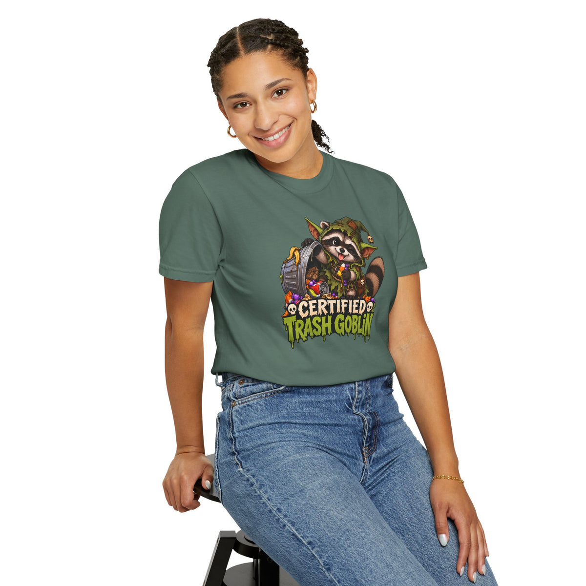 Certified Trash Goblin T-Shirt — Cute Mischief Raccoon Graphic Tee