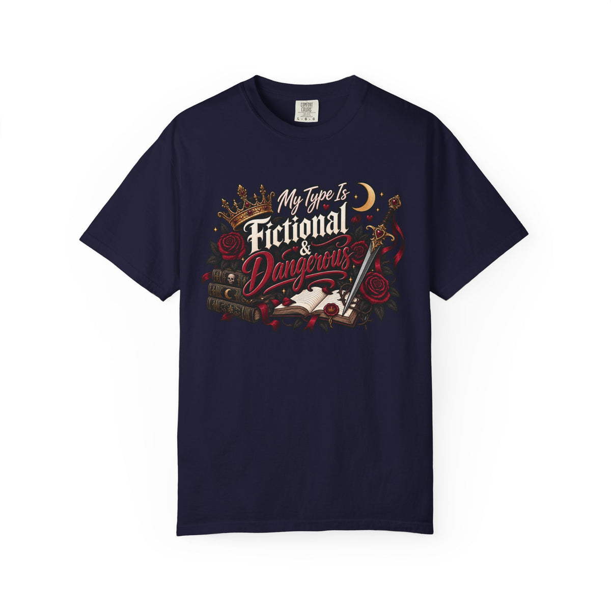 Fictional & Dangerous T-Shirt — Gothic Booklover Graphic Tee