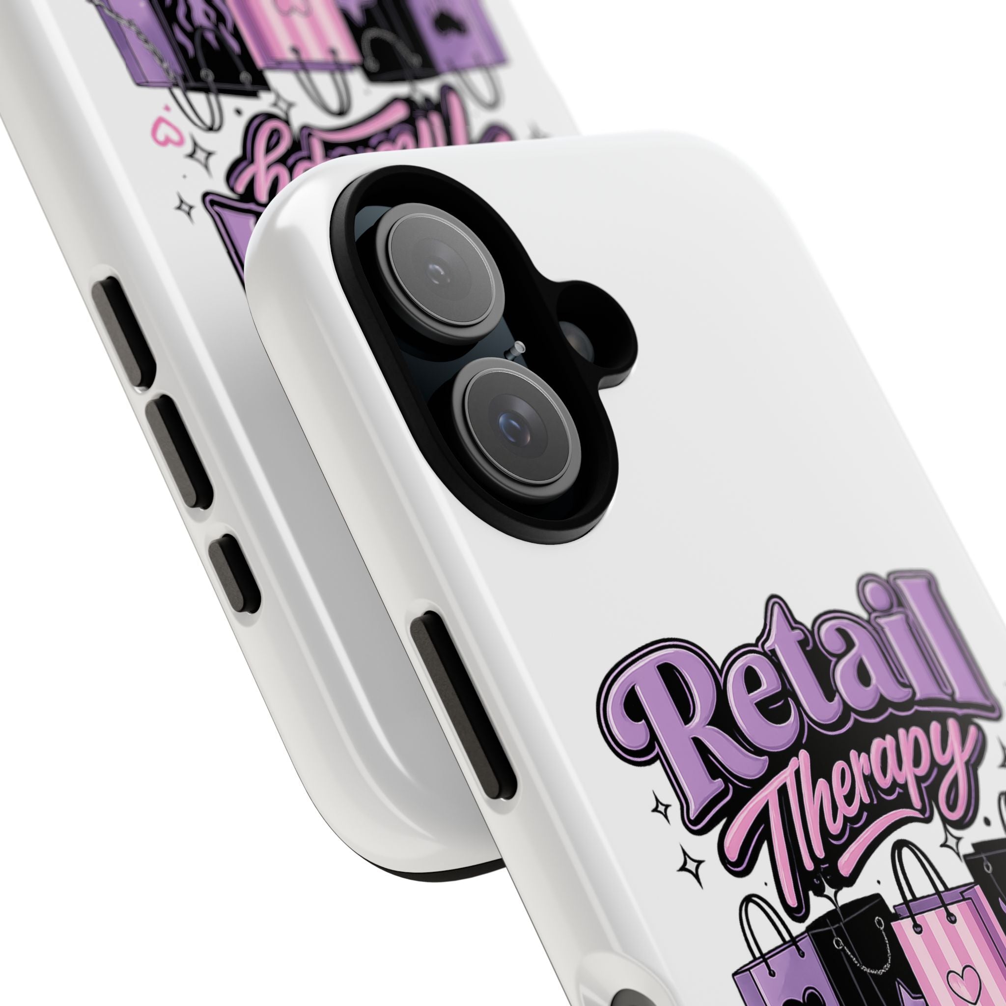 Phone Case - "Retail Therapy Club" Cute Pink & Purple Shopping Design