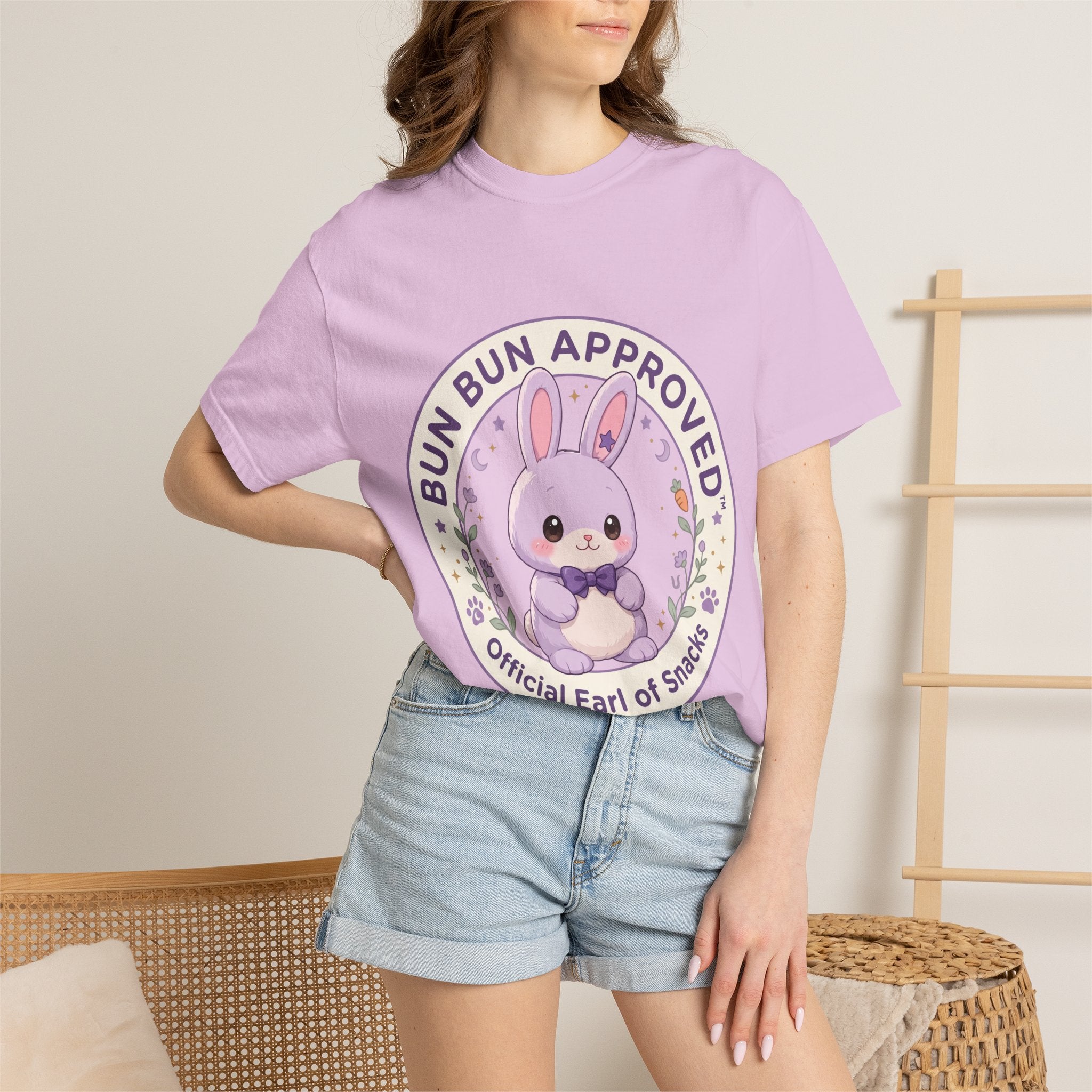 Bun Bun Approved Bunny T‑Shirt — "Official Earl of Snacks" Cute Pastel Tee