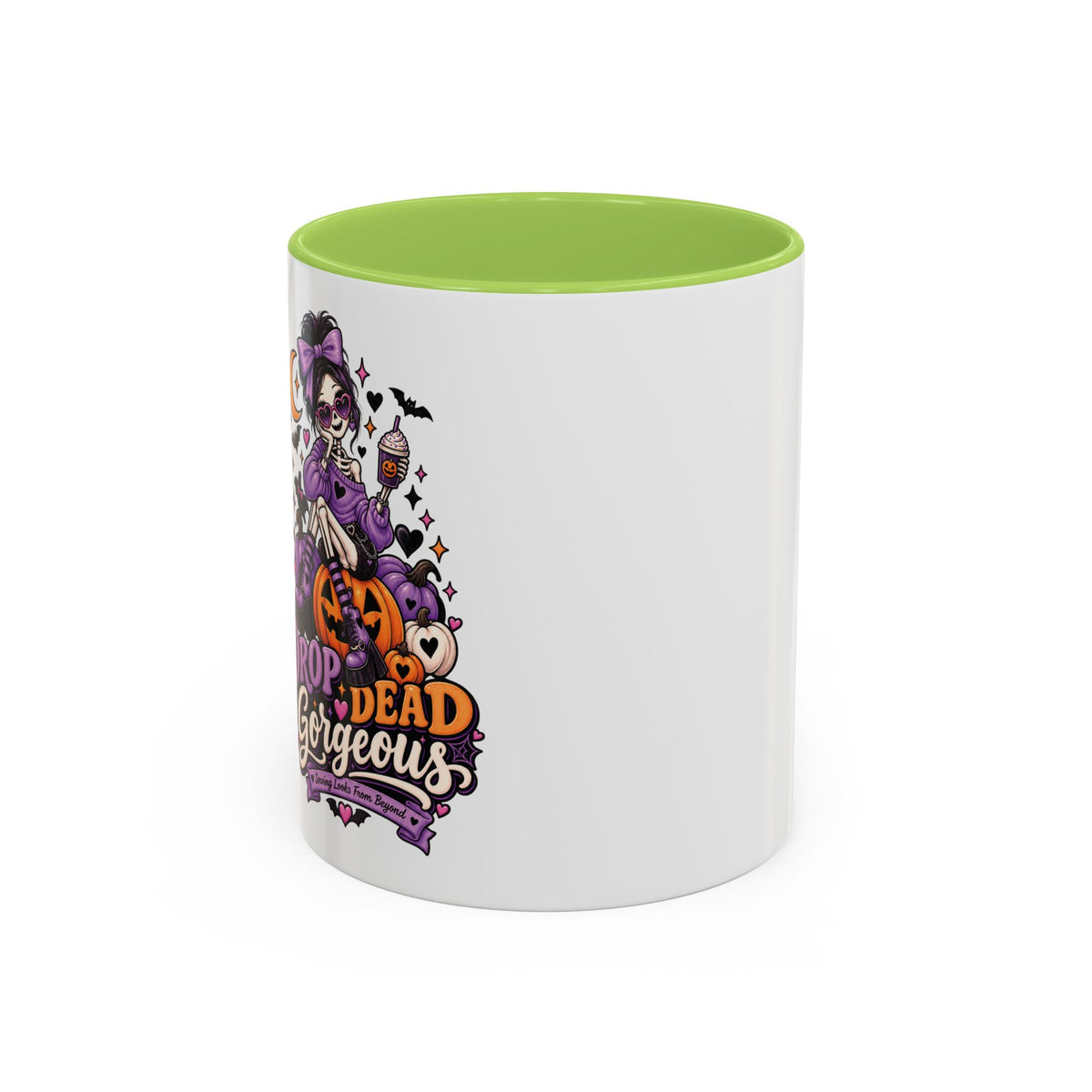 Halloween Coffee Mug — 'Drop Dead Gorgeous' Gothic Pumpkin Witch Accent Mug