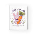 Earl of Snacks Bunny Journal — Ruled Lined Notebook, Cute Rabbit & Carrot Gift