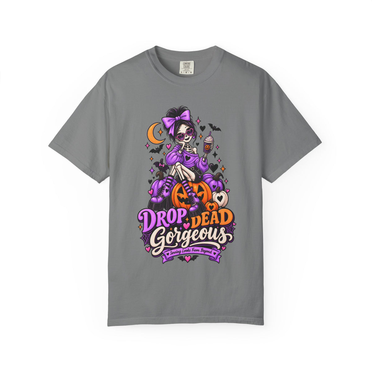 Drop Dead Gorgeous Halloween T-Shirt — Gothic Pumpkin Pinup Tee