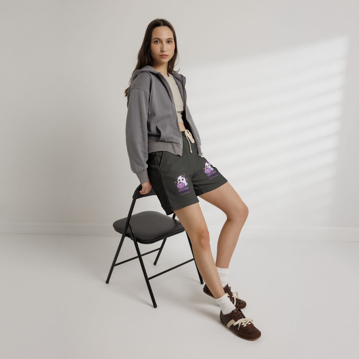 Cute Ghost 'Too Cute to Spook' Fleece Sweat Shorts