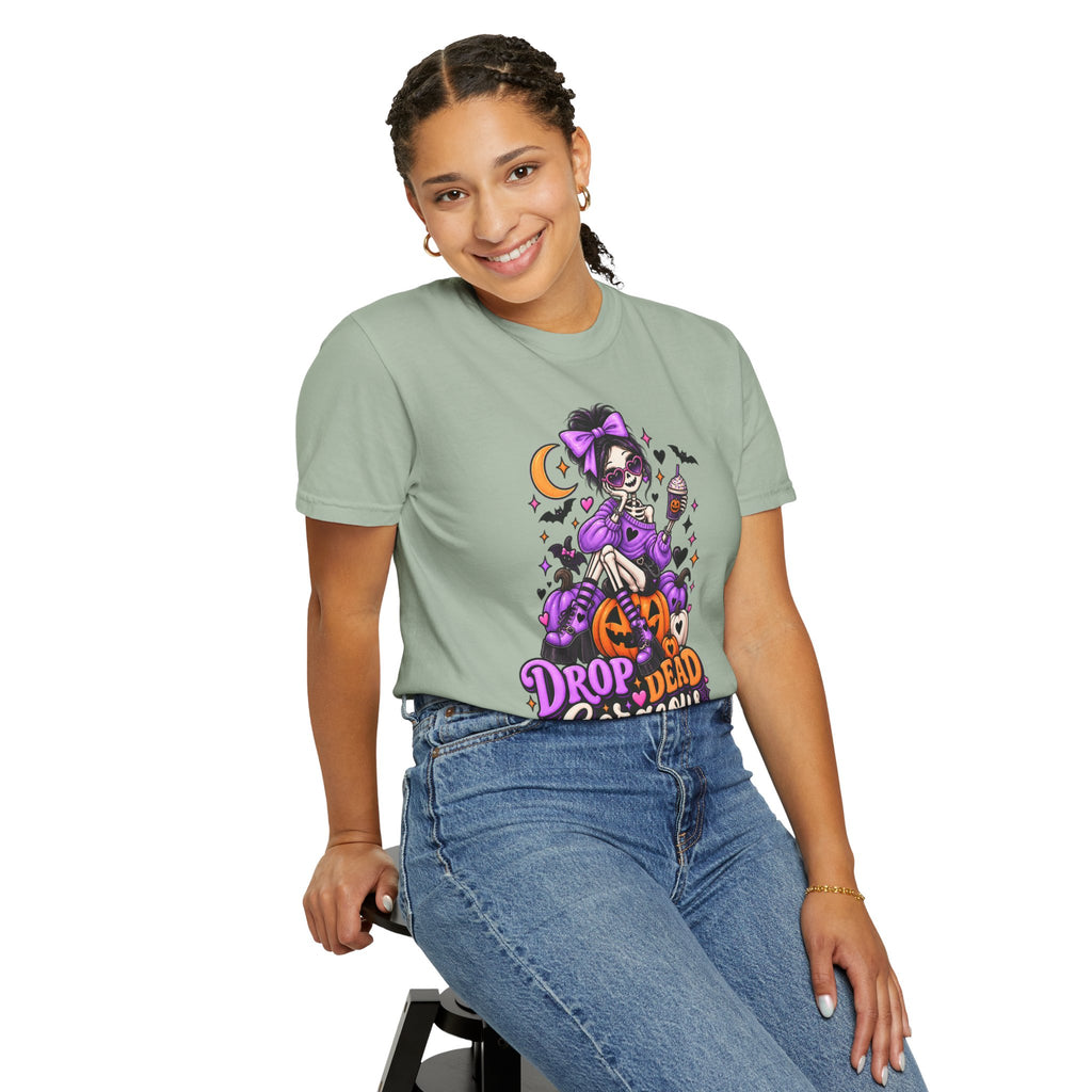 Drop Dead Gorgeous Halloween T-Shirt — Gothic Pumpkin Pinup Tee