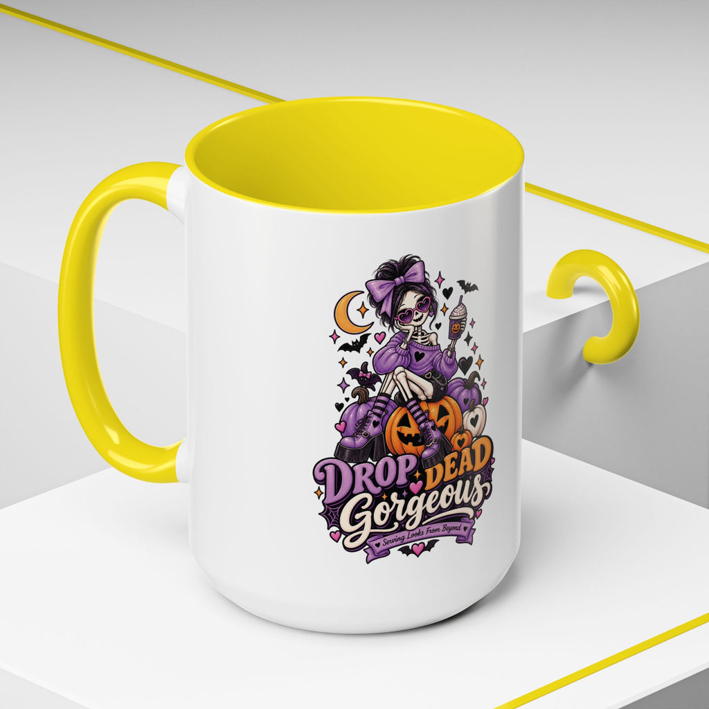 Halloween Coffee Mug — 'Drop Dead Gorgeous' Gothic Pumpkin Witch Accent Mug