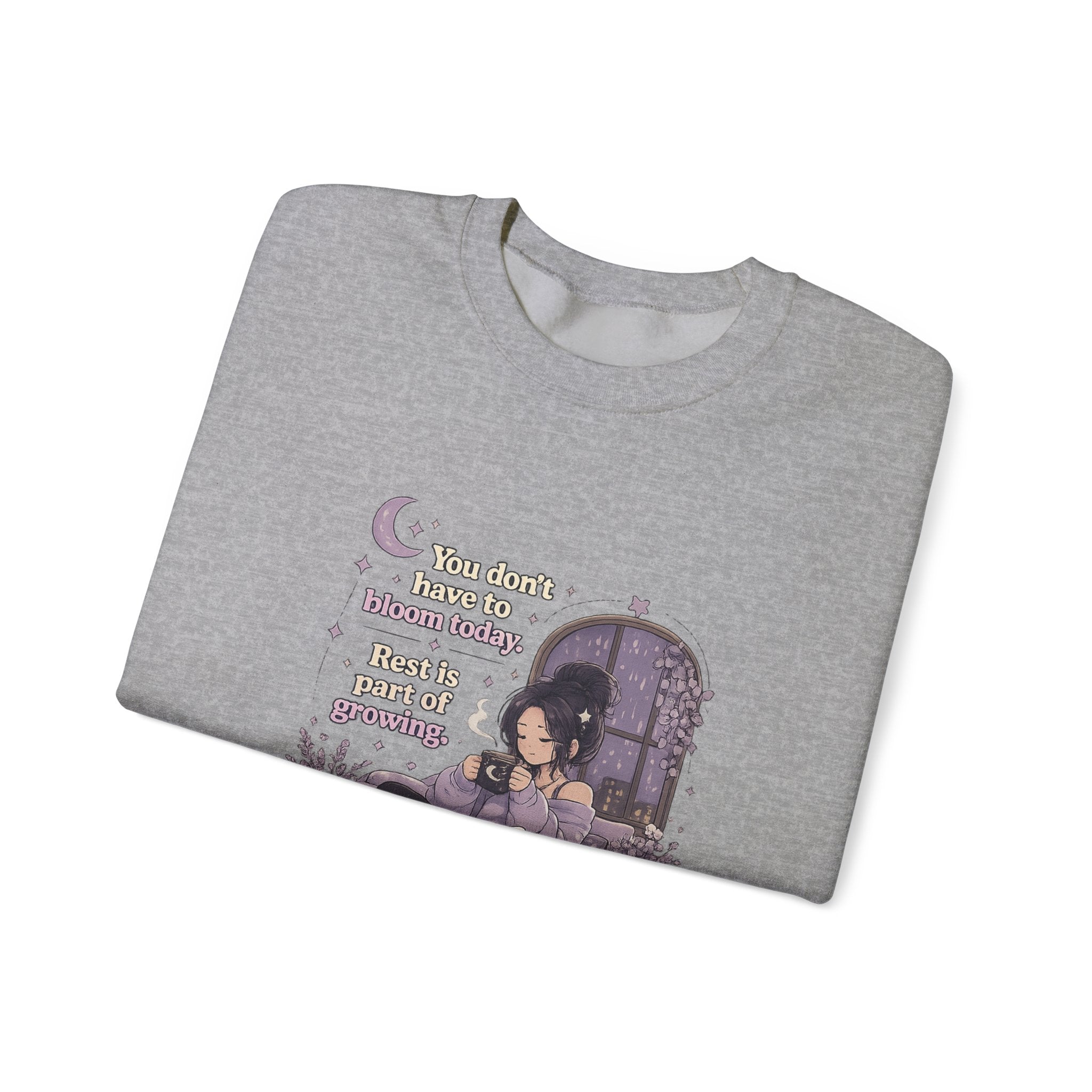 Cozy Witchy Girl Crewneck Sweatshirt — "The Moon...knows she..." Graphic